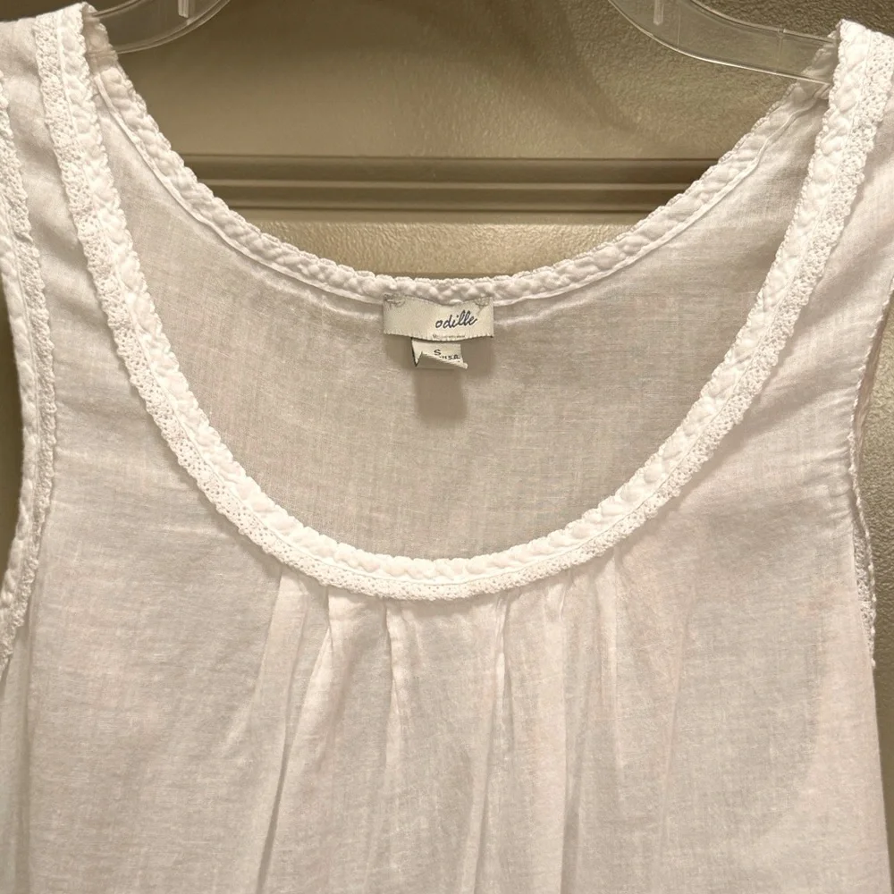 Anthropologie Odille White Cotton Flowy Top size S - Picture 4 of 13